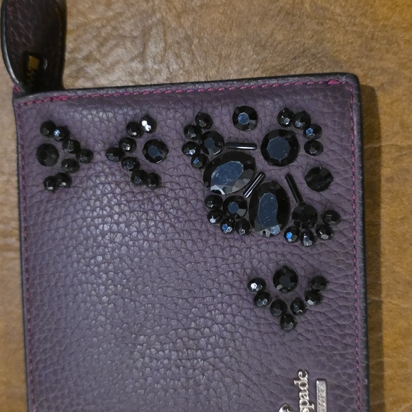 Kate Spade Dark Purple Wristlet with Black Embellishments - Picture 3 of 9